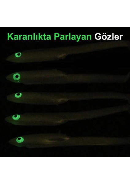 Silikon Balık Fosforlu Karanlıkta Parlayan Glow Gözler 5,5 cm Yapay Yem Olta Takımı, Çapari, Jig, Yapım Malzemesi