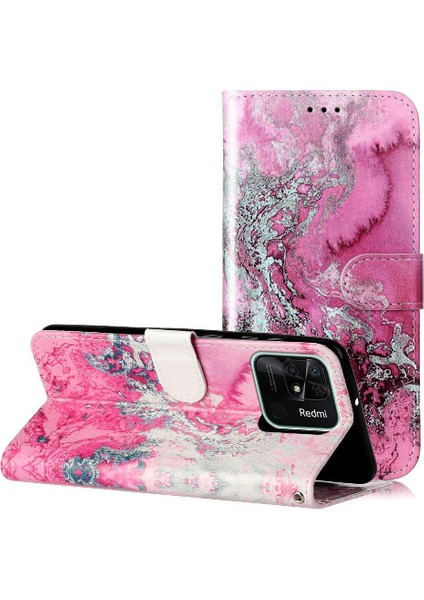 Xiaomi Redmi 10C Manyetik Mermer Desen Için Flip Case Tam Koruma Pu (Yurt Dışından)