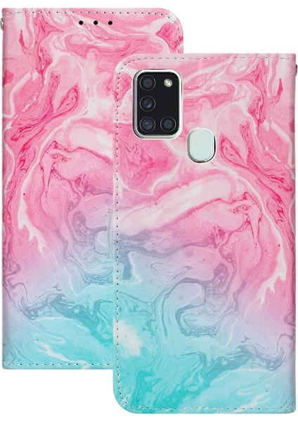 Samsung Galaxy A21S Tam Koruma Için Flip Case Mermer Desen Manyetik (Yurt Dışından)