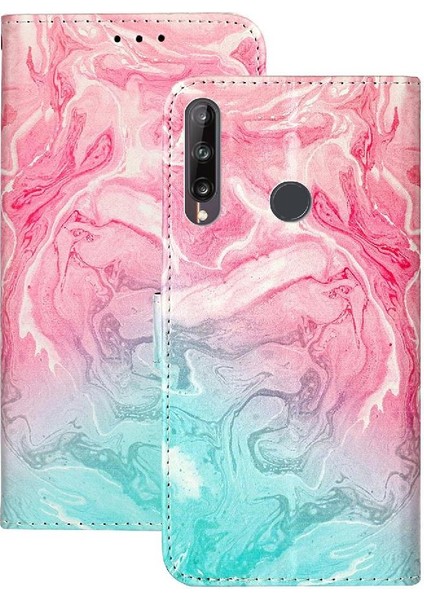 Huawei P40 Lite E Mermer Desen Için Flip Case Tam Koruma Manyetik Pu (Yurt Dışından)