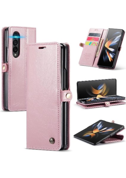 Samsung Galaxy Z Için Flip Case Fold 4 5g Çılgın At Pu Deri Retro (Yurt Dışından)