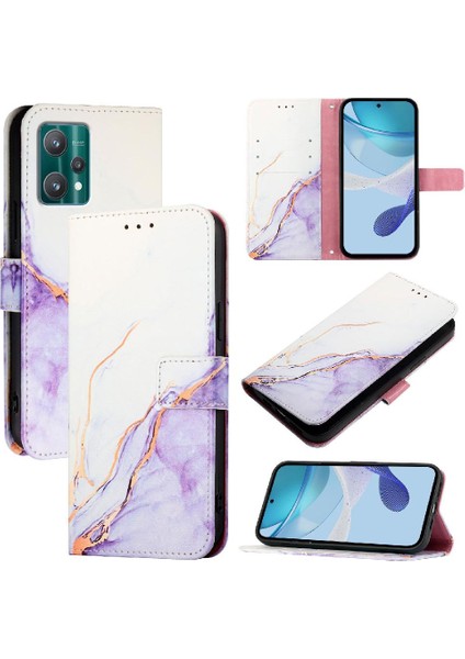 Oneplus Nord Ce 2 Lite Mermer Desen Cüzdan Kickstand Pu Deri Kılıf (Yurt Dışından)