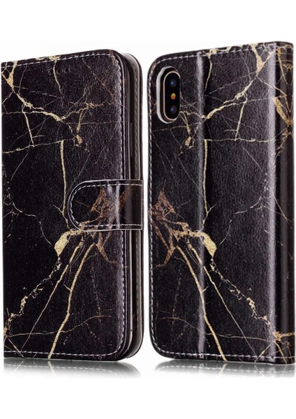 Iphone x Için Flip Case/xs Mermer Desen Tam Koruma Pu Deri Cüzdan (Yurt Dışından)