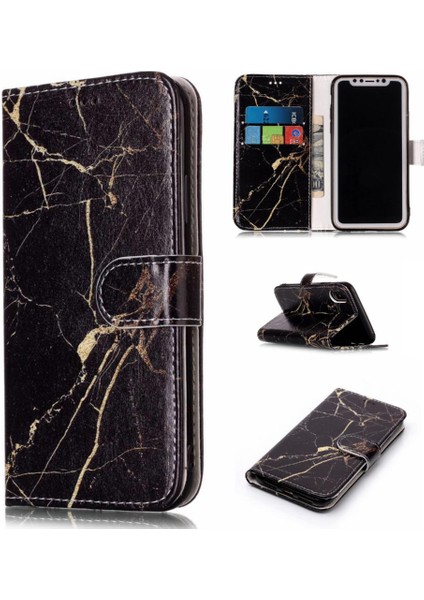 Iphone x Için Flip Case/xs Mermer Desen Tam Koruma Pu Deri Cüzdan (Yurt Dışından)