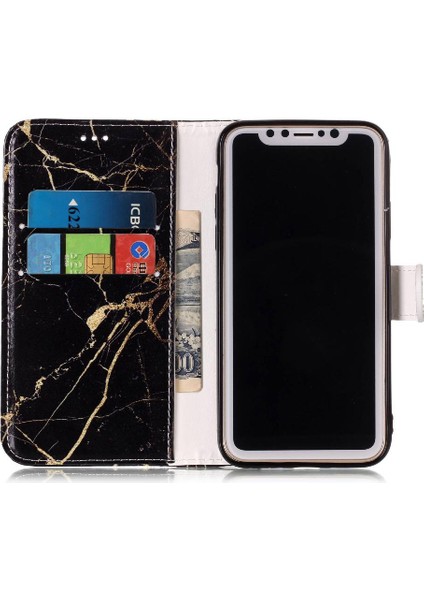 Iphone x Için Flip Case/xs Mermer Desen Tam Koruma Pu Deri Cüzdan (Yurt Dışından)