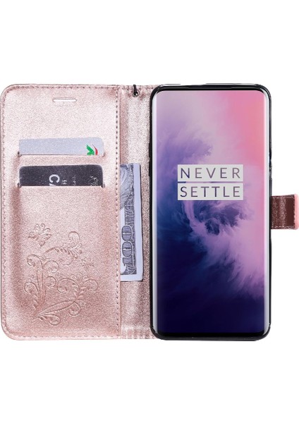 Kart Yuvası Standı ile Oneplus 7 Pro Için Flip Case Pu Deri Flip Kickstand (Yurt Dışından)