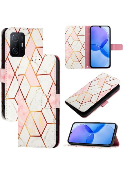 Xiaomi 11T/11T Pro Mermer Desen Cüzdan Kickstand Pu Deri (Yurt Dışından)