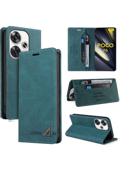 Xiaomi Poco F6 Iki Kart Yuvaları Kickstand Premium Deri Için Flip Case (Yurt Dışından)