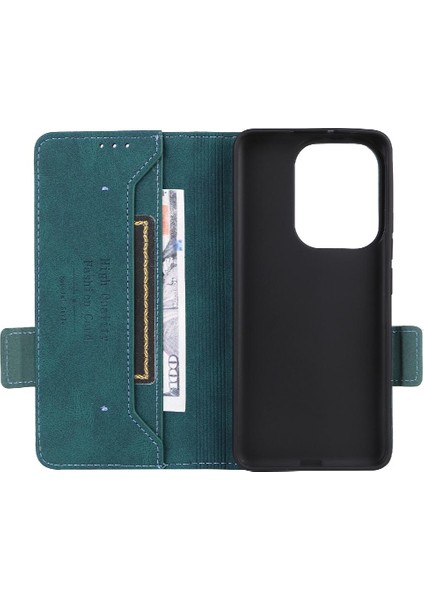 Xiaomi Poco F6 Deri Folio Flip Case Manyetik Karbon Fiber (Yurt Dışından)