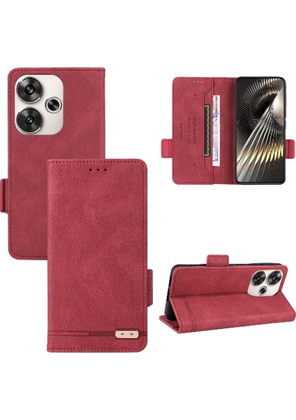 Xiaomi Poco F6 Deri Folio Flip Case Manyetik Karbon Fiber (Yurt Dışından)
