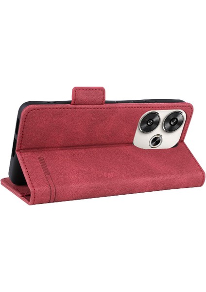 Xiaomi Poco F6 Deri Folio Flip Case Manyetik Karbon Fiber (Yurt Dışından)