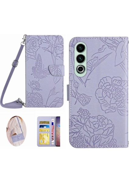 Oneplus Nord Ce4 Deri Cüzdan Kelebekler ve Çiçekler Için Flip Case Yumuşak (Yurt Dışından)