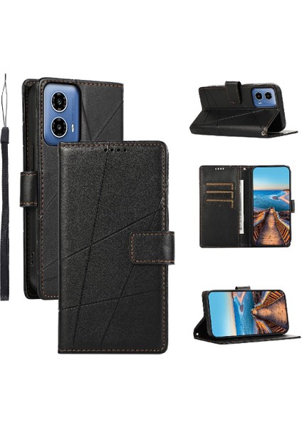 Motorola Moto G34 Şok Emici Darbeye Üç Kart Için Flip Case (Yurt Dışından)