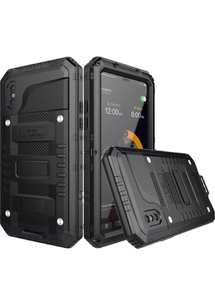 Iphone Için Su Geçirmez Kılıf X/xs 12FT Askeri Darbeye Dayanıklı Metal Tam Vücut (Yurt Dışından)