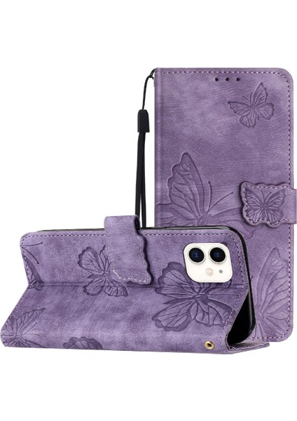 Iphone 12 Mini Cüzdan Kart Yuvaları Tutucu Manyetik Kapatma Pu Için Flip Case (Yurt Dışından)