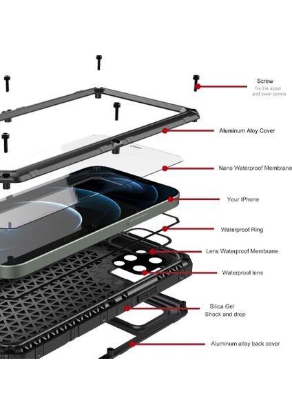 Iphone 12 Için Su Geçirmez Kılıf Pro Max Ağır Dayanıklı IP68 Su Geçirmez (Yurt Dışından)