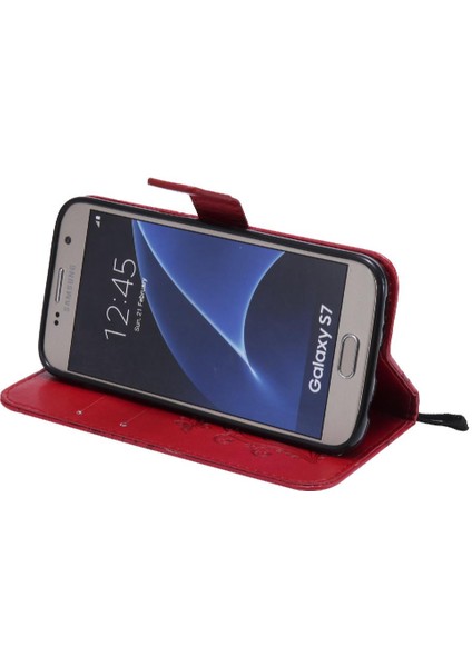 Samsung Galaxy S7 Flip Kickstand Pu Deri Kart Yuvası Standı ile (Yurt Dışından)