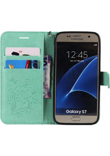 Samsung Galaxy S7 Flip Kickstand Pu Deri Kart Yuvası Standı ile (Yurt Dışından)