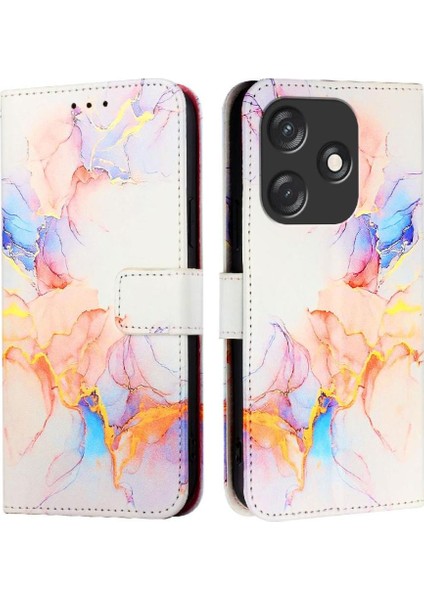 Tecno Kıvılcım 10C Mermer Desen Cüzdan Pu Deri Kickstand Için Kılıf (Yurt Dışından)