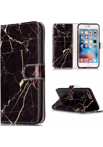 Iphone 7/8 Için Flip Case Tam Koruma Manyetik Mermer Desen Pu Cüzdan (Yurt Dışından)