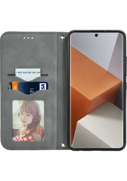 Xiaomi Redmi Not Için Flip Case 13 Pro Artı Kapak Çevirin Deri Kılıf Basit (Yurt Dışından)
