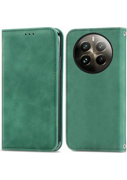 Realme 12 Artı Deri Çanta Için Flip Case Basit Iş Flip Kapak (Yurt Dışından)