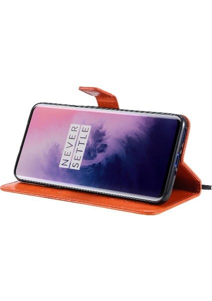 Kart Yuvası Standı ile Oneplus 7 Pro Için Flip Case Pu Deri Flip Kickstand (Yurt Dışından)