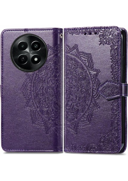 Realme 12 5g Için Flip Case Zarif Desen Darbeye Kapak Basit (Yurt Dışından)