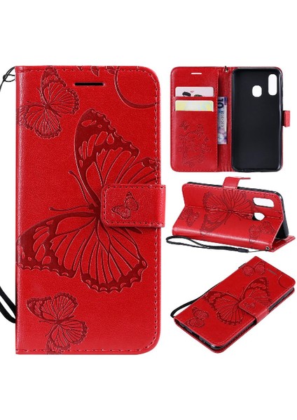 Kart Yuvası Standı ile Samsung Galaxy A40 Flip Case Kickstand Pu (Yurt Dışından)