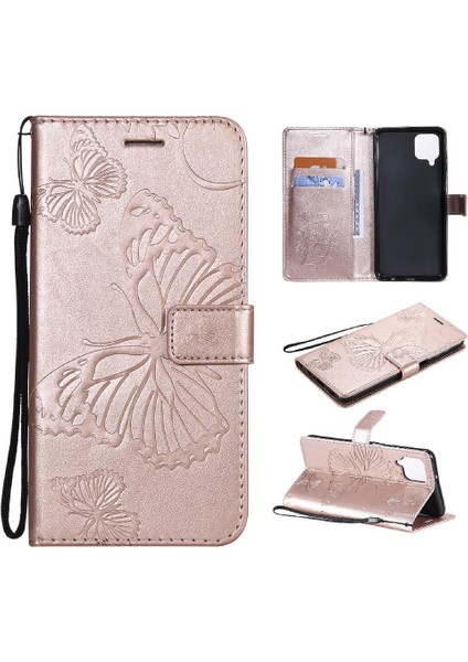 Kart Yuvası Standı Pu ile Samsung Galaxy A12 Darbeye Kapak Için Flip Case (Yurt Dışından)