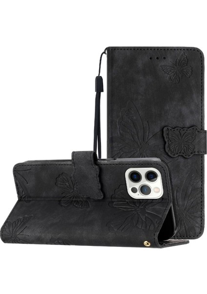 Iphone 12 Için Flip Case Pro Manyetik Kapatma Pu Deri Cüzdan Kart Yuvaları (Yurt Dışından)