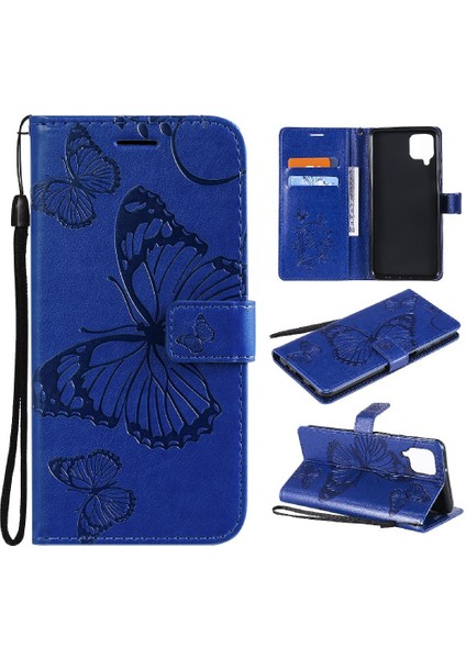 Kart Yuvası Standı Pu ile Samsung Galaxy A12 Darbeye Kapak Için Flip Case (Yurt Dışından)