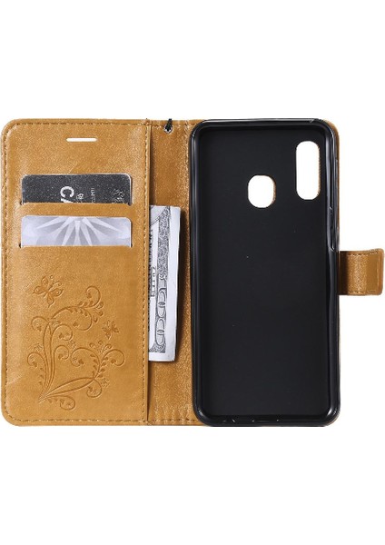 Kart Yuvası Standı Pu ile Samsung Galaxy A20E Darbeye Kapak Için Flip Case (Yurt Dışından)