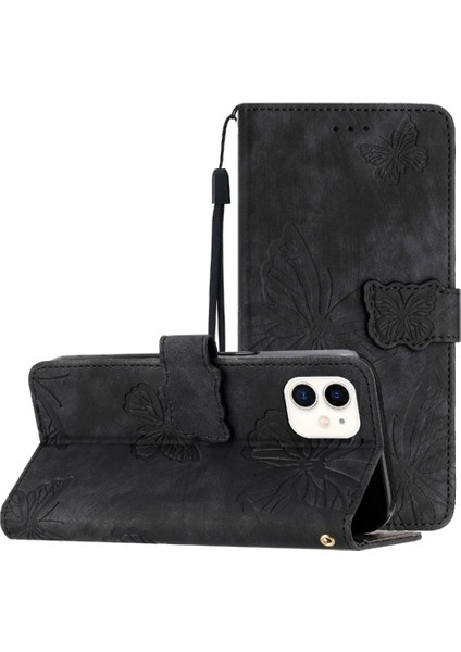 Iphone 12 Mini Cüzdan Kart Yuvaları Tutucu Manyetik Kapatma Pu Için Flip Case (Yurt Dışından)