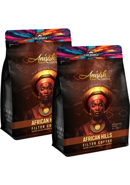 Anisah Coffee African Hills Filtre Kahve | 2X500 gr | %100 Arabica Doğu Afrika Blendi | Orta Kavrum (Medium Roast)