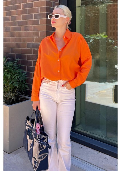 Mad Girls Turuncu Oversize Gömlek MG1369 fiyatları