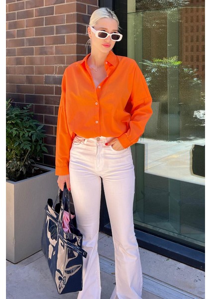 Mad Girls Turuncu Oversize Gömlek MG1369 indirimleri
