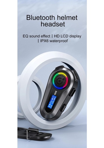 LCD Ekran Fm Radyolu Rgb Ledli Motosiklet Bluetooth Kask Kulaklık Intercom Su Geçirmez Interko