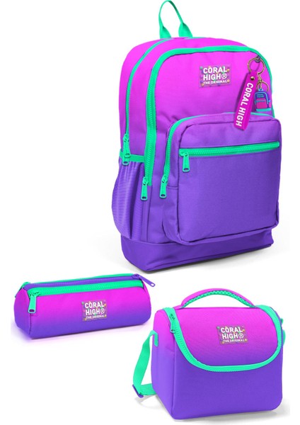 Kids Pembe Mor Renk Geçişli 3’lü Okul Çanta Seti SET0123762