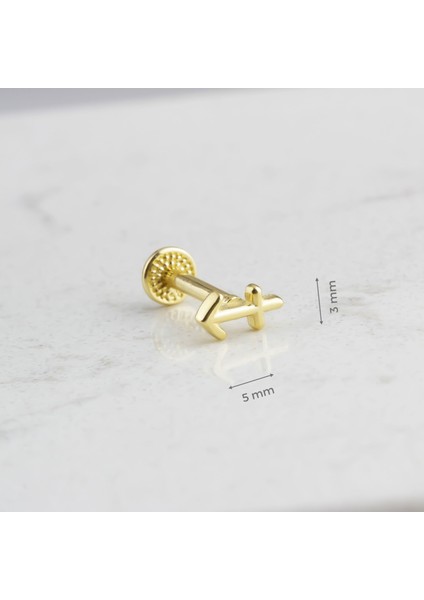 Altın Yay Burcu Tragus Piercing