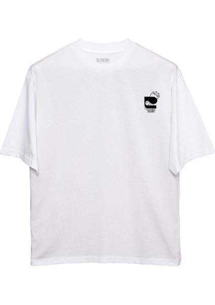 Leon The Cat Oversize T-Shirt Erkek - Beyaz modelleri