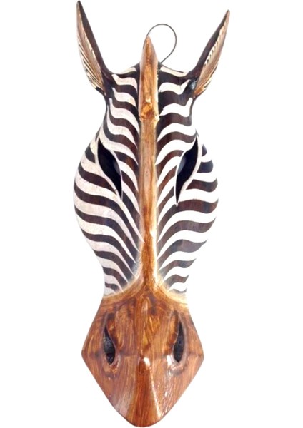 Ahşap Zebra Mask 30 Cm Dekoratif Duvar Dekoru No.1