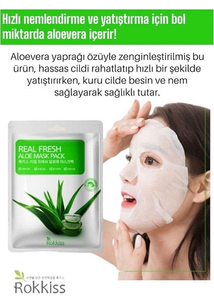 Aloe Vera Özlü Nemlendirici Besleyici Yüz Maskesi (Centella Asiatica ve Biberiye Özü Içerir)