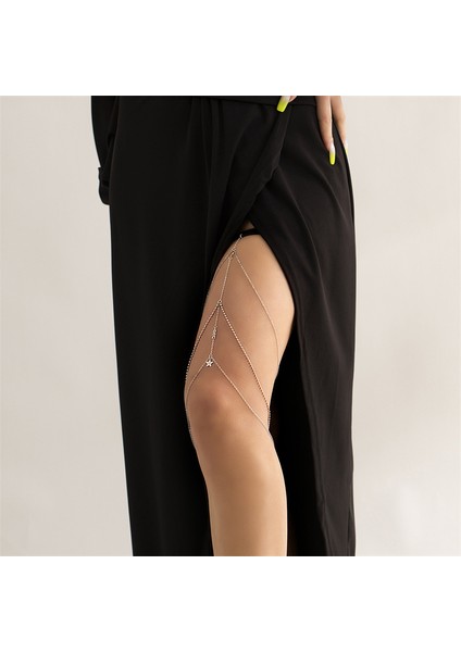 X1375 Kadın Moda Kişilik Uyluk Zinciri Çok Katmanlı Metal Zincir Kadın Kolye Bacak Zinciri Parti Elbise Dekoratif Takı (Yurt Dışından)