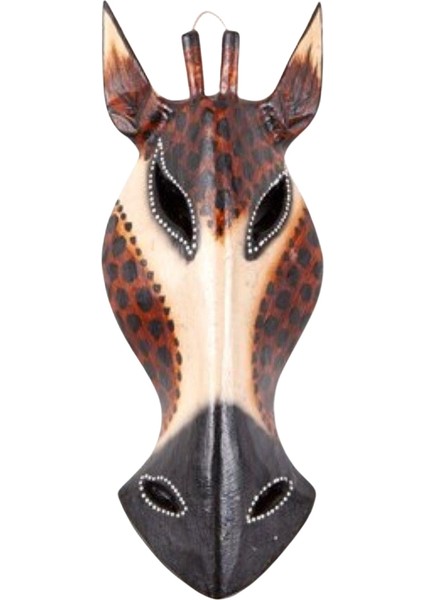 Ahşap Zürafa Mask 25 cm Dekoratif Duvar Dekoru