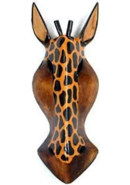 Ahşap Zürafa Mask 25 cm Dekoratif Duvar Dekoru