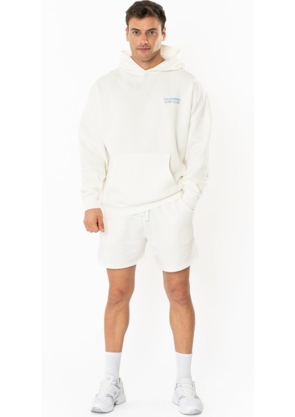 Surf Oversize Hoodie Erkek - Ekru