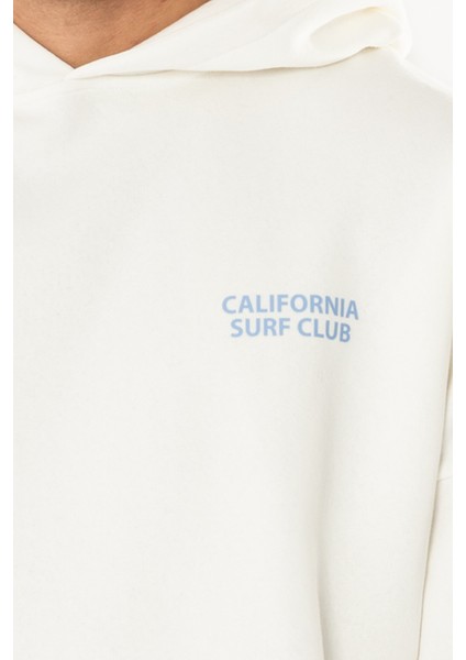 Surf Oversize Hoodie Erkek - Ekru