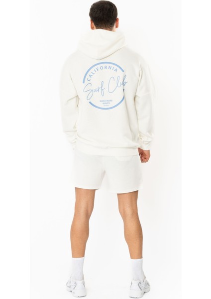 Surf Oversize Hoodie Erkek - Ekru