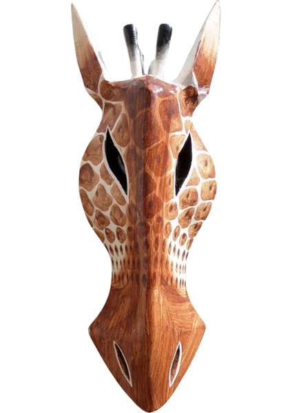 Ahşap Zürafa Mask 25 cm Dekoratif Duvar Dekoru